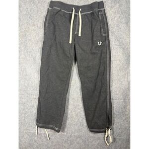 True Religion Mens Charcoal Gray Sweatpants Logo Drawstring Casual Size L